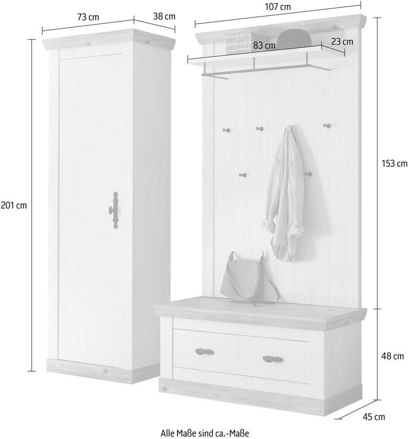 Home affaire Halmeubelset Florence bestaand uit 1 bank 1 paneel en 1 kast (3-delig) - Foto 2