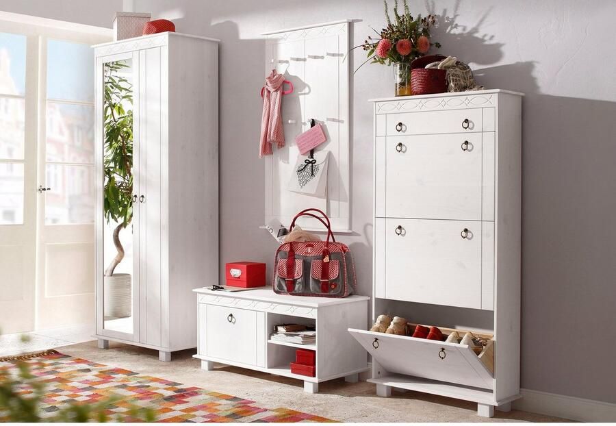 Home affaire Halmeubelset Indra 4-delig set: schoenenbank paneel spiegel commode massief dennenhout (set 4-delig) - Foto 7