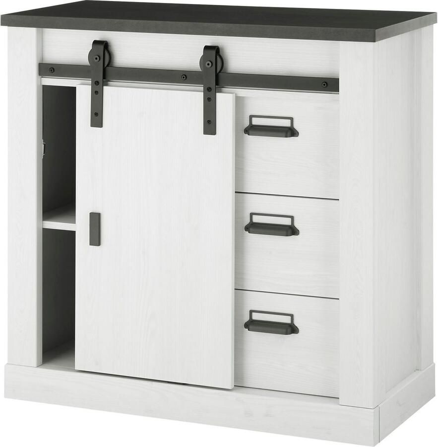 Home affaire Wandmeubel Sherwood met schuurdeurbeslag apothekersgrepen van metaal breedte ca. 272 cm (3-delig) - Foto 3