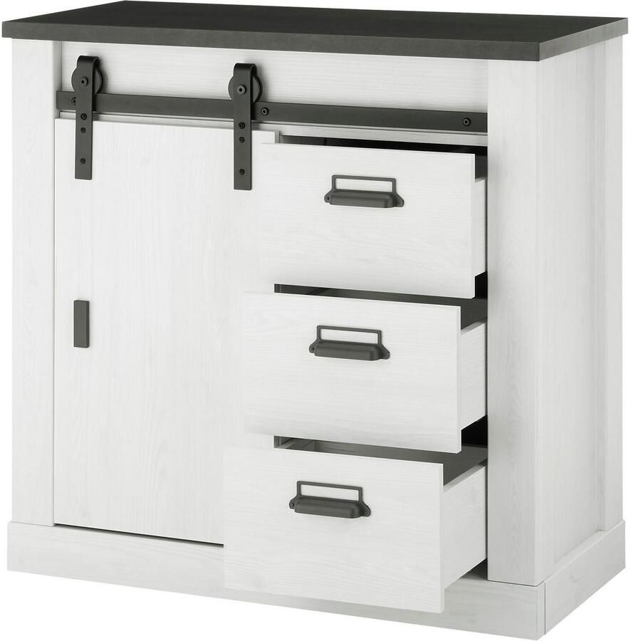 Home affaire Wandmeubel Sherwood met schuurdeurbeslag apothekersgrepen van metaal breedte ca. 272 cm (3-delig) - Foto 2