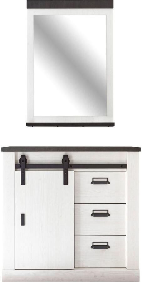 Home affaire Halmeubelset Sherwood met schuurdeurbeslag apothekersgrepen van metaal breedte ca. 93 cm (2-delig) - Foto 9