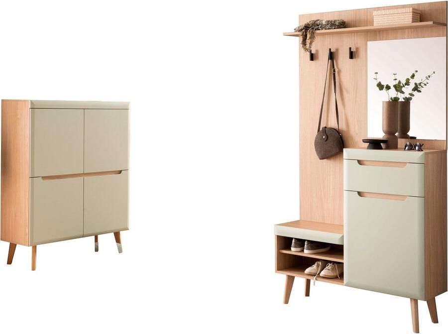 Home affaire Halmeubelset Torge kapstok met opbergruimte garderobekast in Scandic design (set 2-delig) - Foto 2