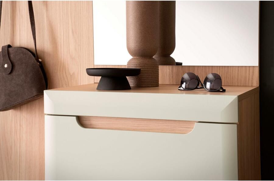 Home affaire Halmeubelset Torge kapstok met opbergruimte garderobekast in Scandic design bevat sideboard garderobe met spiegel en wandplank in twee kleuren (set 3-delig) - Foto 3