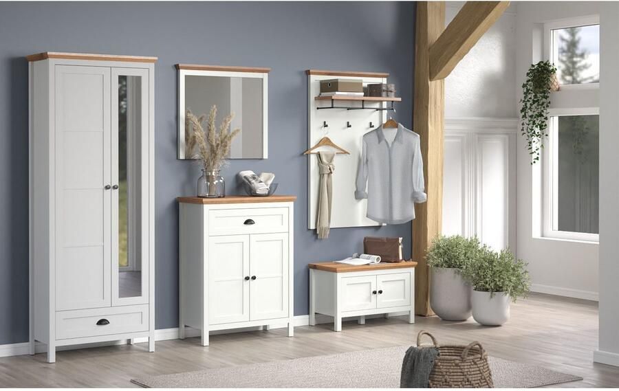 Home affaire Halmeubelset Vienna Set bestaande uit: kast commode schoenenbank spiegel en paneel (5 stuks) - Foto 12