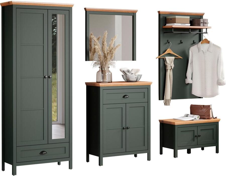 Home affaire Halmeubelset Vienna Set bestaande uit: kast commode schoenenbank spiegel en paneel (5 stuks) - Foto 13