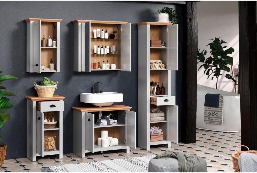 Home affaire Badkamerkast Onderkast met schelpgrepen in landhuisstijl (B D H) 46 33 84 cm - Foto 7