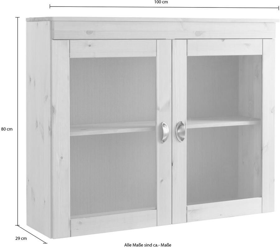 Home affaire Hangend kastje met glasdeur Oslo 100 cm breed van massief grenen met 2 glasdeuren metalen grepen