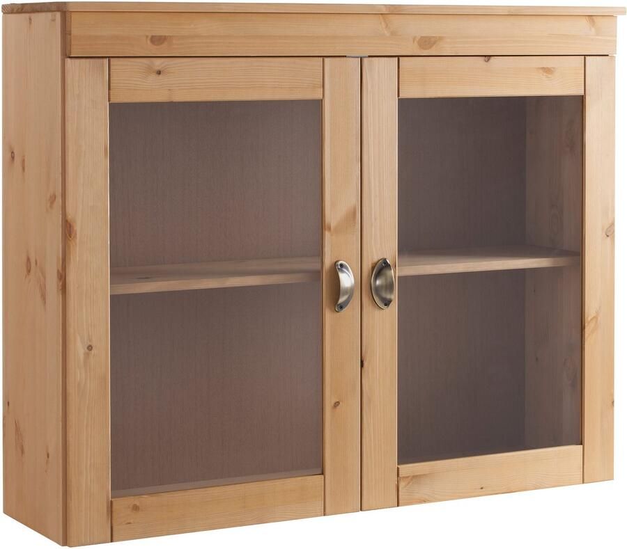 Home affaire Hangend kastje met glasdeur Oslo 100 cm breed van massief grenen met 2 glasdeuren metalen grepen - Foto 2