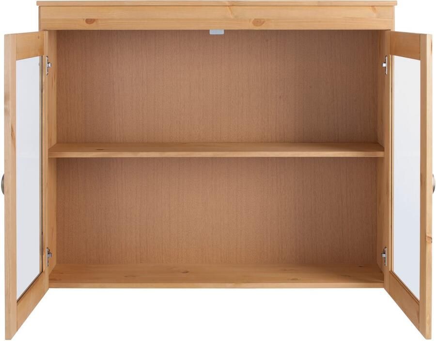 Home affaire Hangend kastje met glasdeur Oslo 100 cm breed van massief grenen met 2 glasdeuren metalen grepen - Foto 3