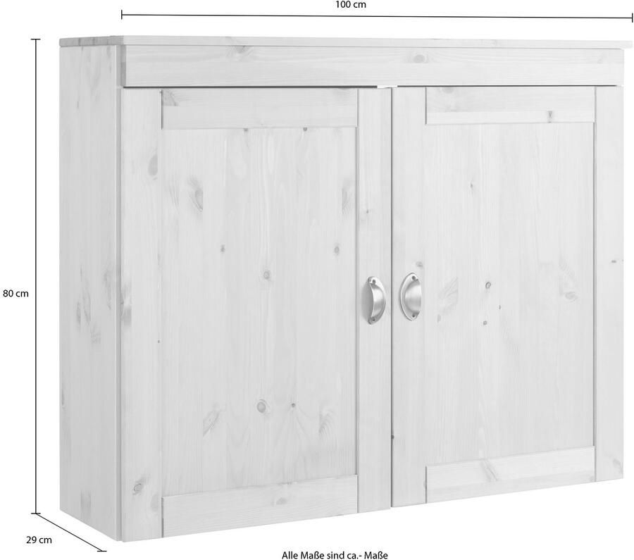 Home affaire Hangend kastje Oslo 100 cm breed massief grenen 2 deuren metalen grepen landhuis-look - Foto 3