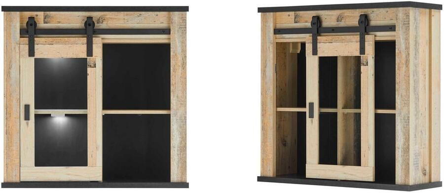 Home affaire Hangend kastje Sherwood met schuurdeurbeslag van metaal hoogte 90 cm - Foto 6