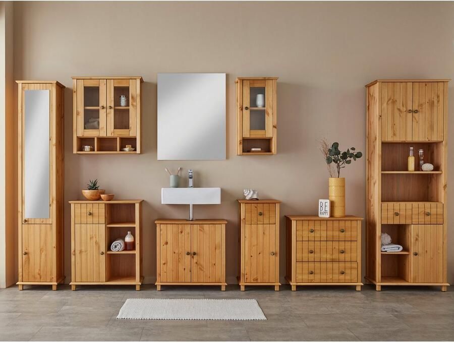 Home affaire Wastafelonderkast Vili Breedte 60 cm badkamerkast van massief hout metalen grepen - Foto 9