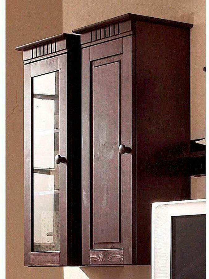 Home affaire Hangende vitrinekast Cubrix optioneel met of zonder glazen deur gemaakt van prachtig massief grenen breedte 35 cm hoogte 85 cm - Foto 4