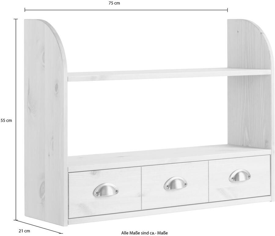 Home affaire Hangrekje Oslo 75 cm breed van massief grenen 1 brede lade metalen grepen