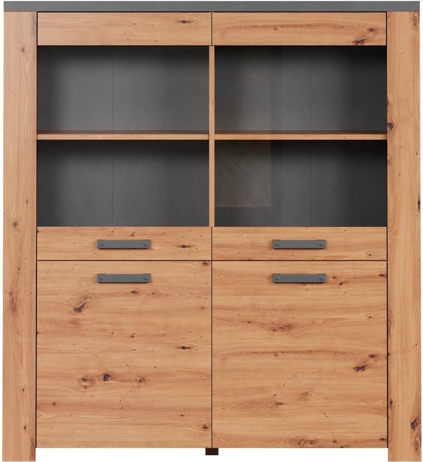 Home affaire Highboard Ambres Vitrine echt houtlook ca. Afmetingen BxH: 127x139 cm (1 stuk) - Foto 3