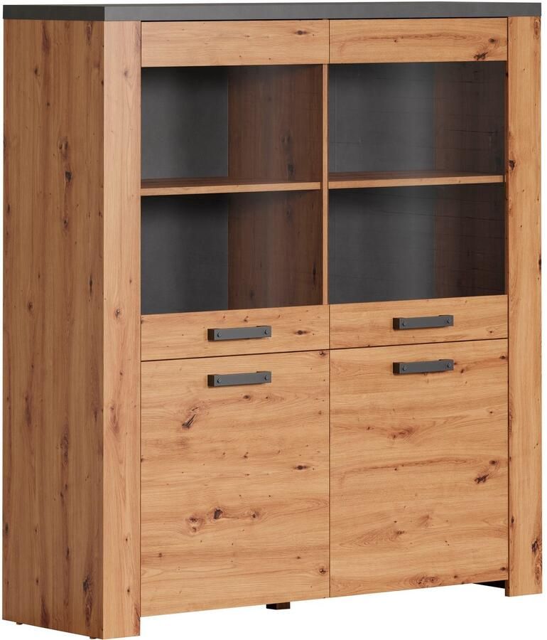 Home affaire Highboard Ambres Vitrine echt houtlook ca. Afmetingen BxH: 127x139 cm (1 stuk) - Foto 5
