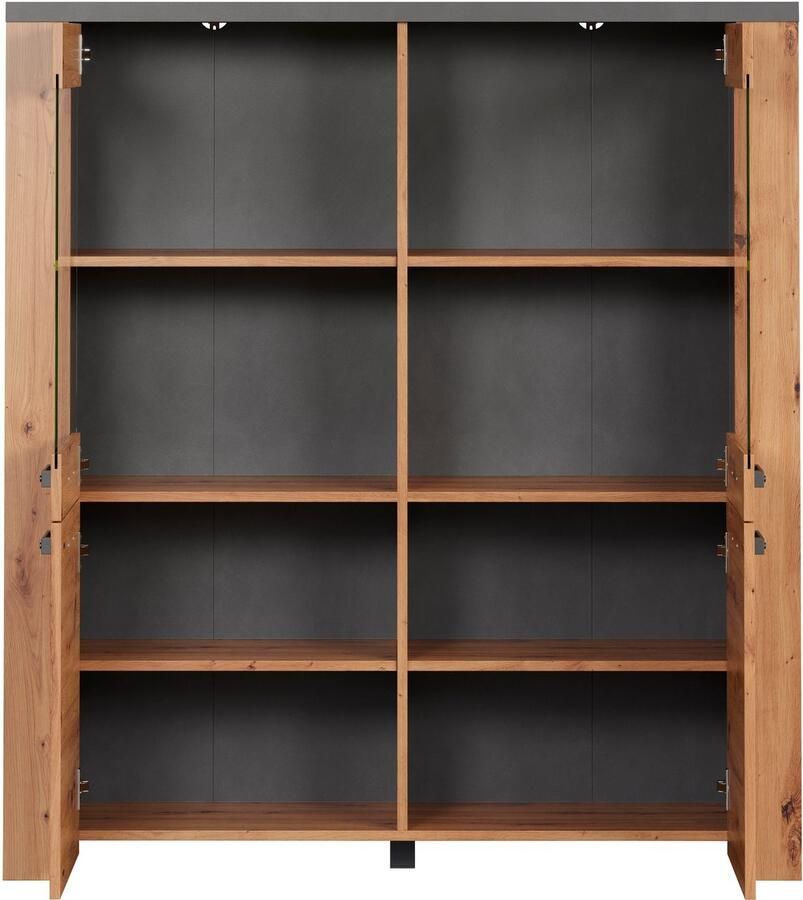 Home affaire Highboard Ambres Vitrine echt houtlook ca. Afmetingen BxH: 127x139 cm (1 stuk) - Foto 4