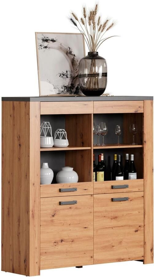 Home affaire Highboard Ambres Vitrine echt houtlook ca. Afmetingen BxH: 127x139 cm (1 stuk) - Foto 13