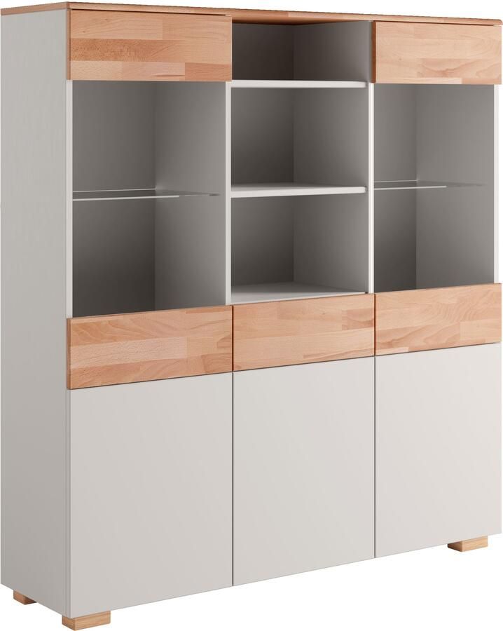 Home affaire Highboard Citra deels massief Hoogte 145 cm moderne greeploze uitstraling met push-to-open functie - Foto 2