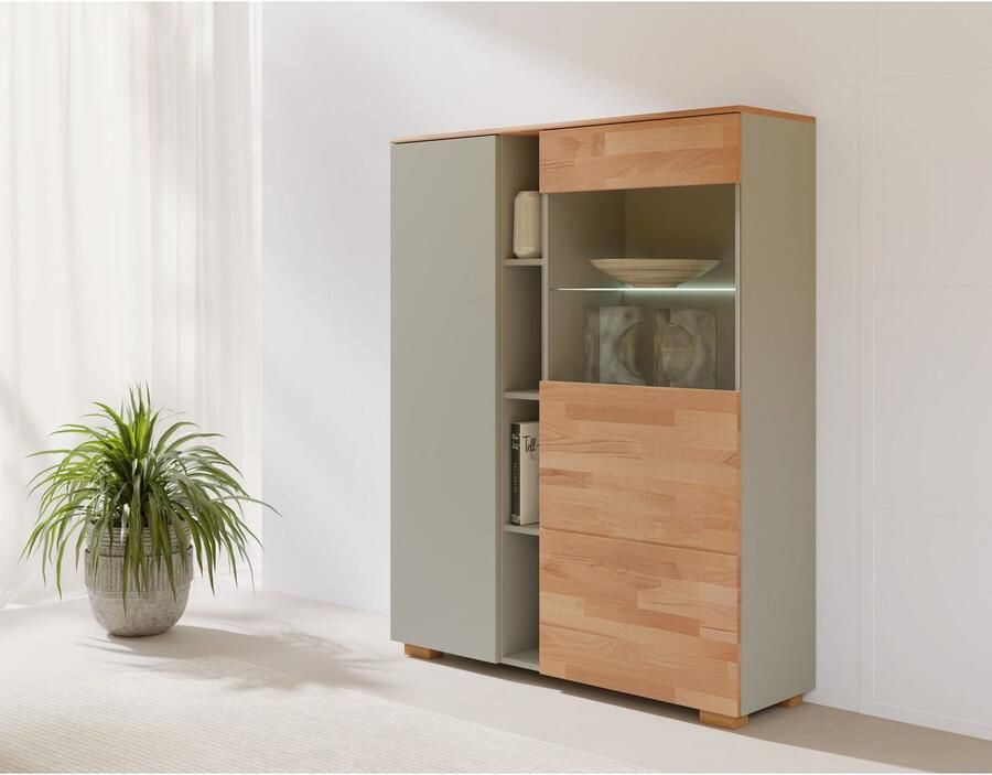Home affaire Highboard Citra deels massief Hoogte 145 cm moderne greeploze uitstraling met push-to-open functie