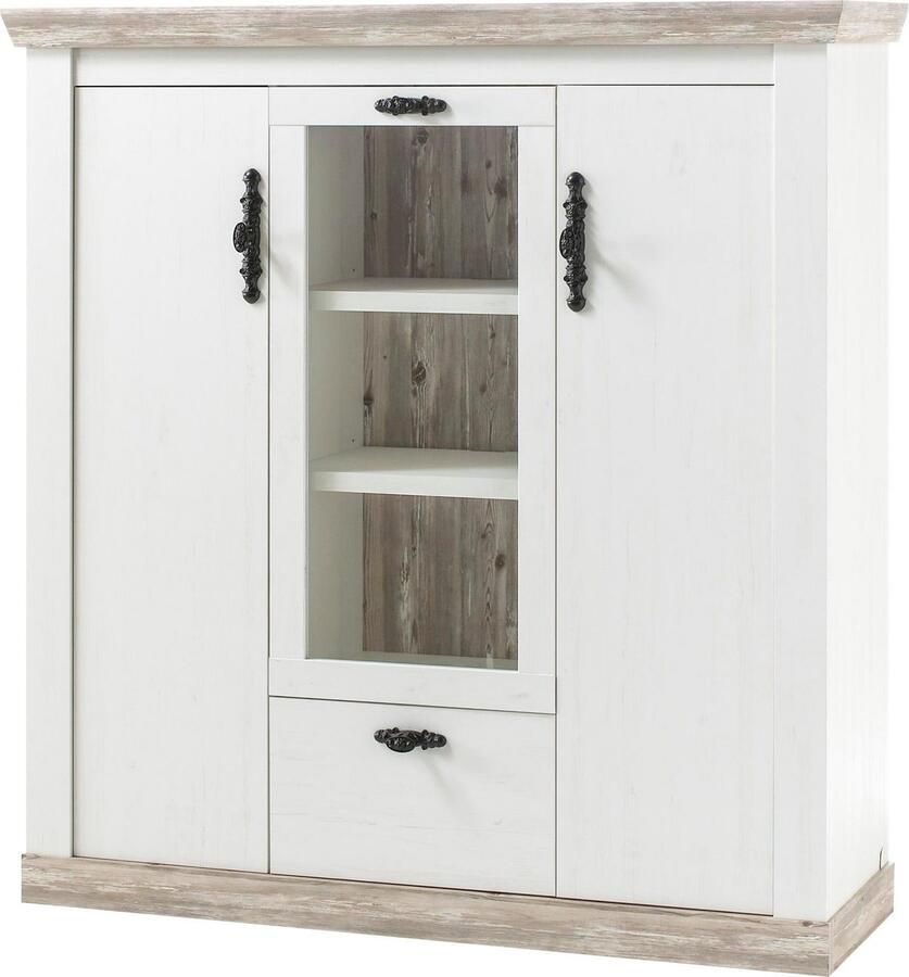 Home affaire Highboard Florence in romantische landelijke look breedte 140 cm