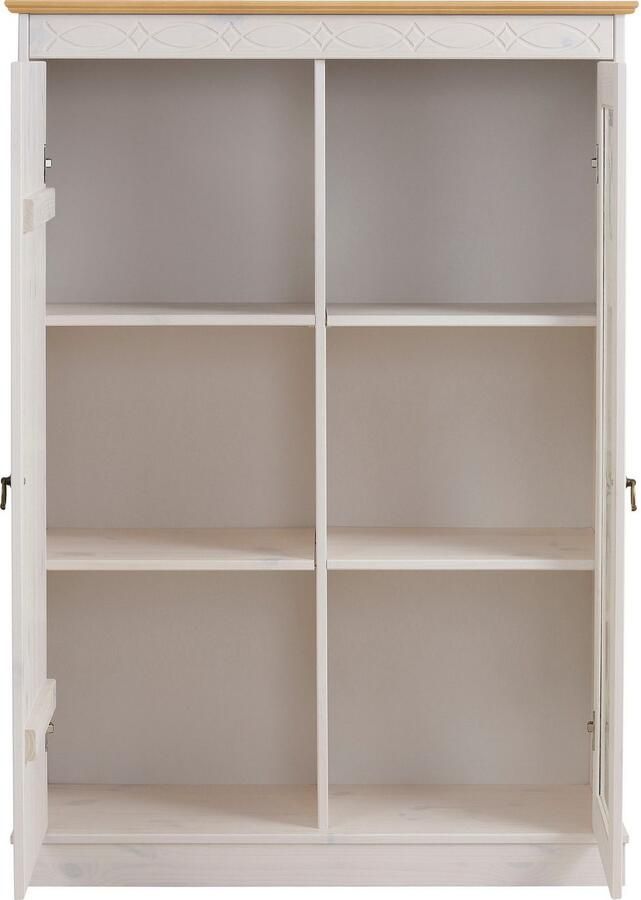 Home affaire Highboard Indra Vitrine breedte 85 cm van massief grenen