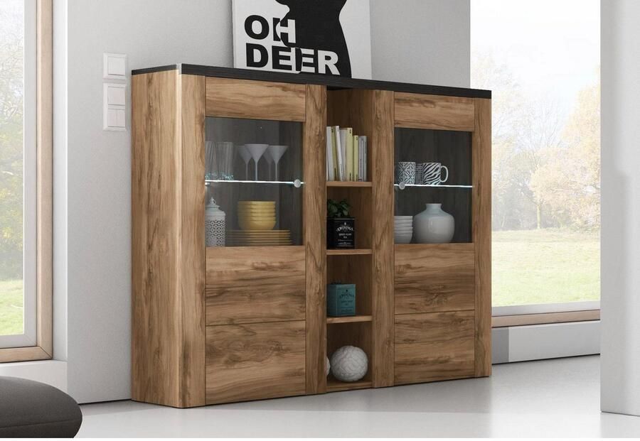 Home affaire Highboard Larona tijdloze hoge commode met 2 deuren deurkast hoogte 129 5 cm - Foto 3