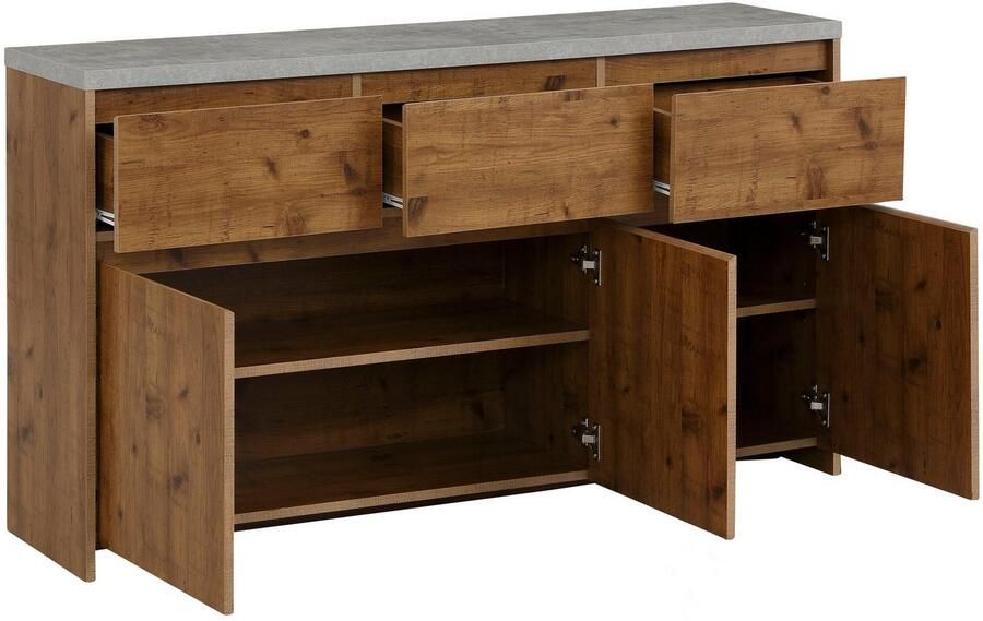 Home affaire Highboard Maribo Commode in moderne landhuisstijl met betonnen bovenblad breedte 140 cm - Foto 4