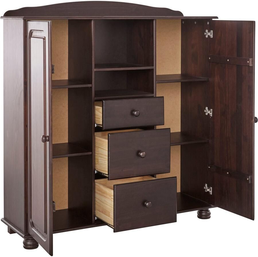 Notio Living Mette Highboard met 2 deuren en 3 laden in bruin grenen (125 x 118 x 34 cm) - Foto 2