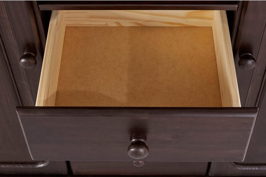 Notio Living Mette Highboard met 2 deuren en 3 laden in bruin grenen (125 x 118 x 34 cm) - Foto 7