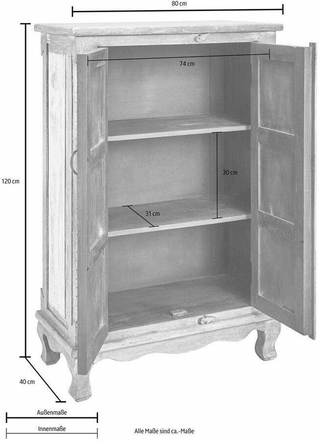 Home affaire Highboard Opbergkast hoogte 120 cm met verfijnde houtsnijwerk - Foto 2