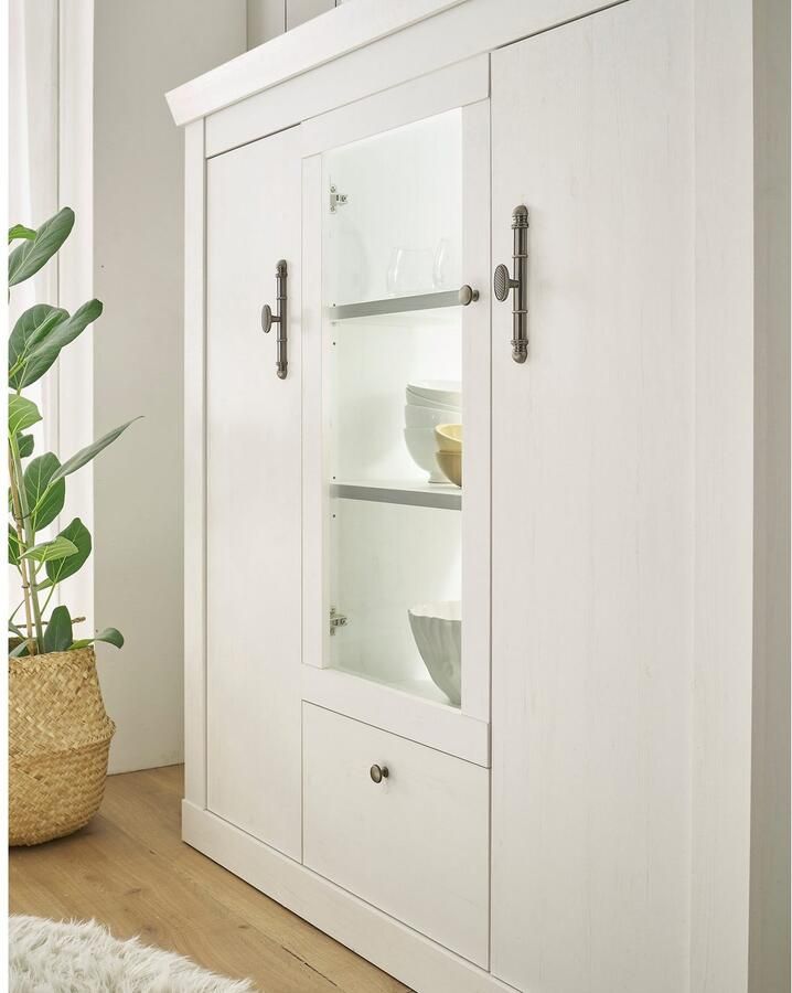 Home affaire Wandmeubel Ravenna in romantische landelijke stijl grepen van metaal soft-closefunctie (4-delig)