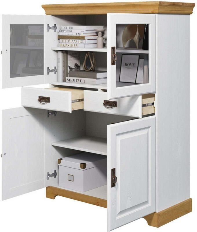 Home affaire Highboard Rügen Vitrine in landelijke stijl gecertificeerd massief hout hoogte 131 cm - Foto 4