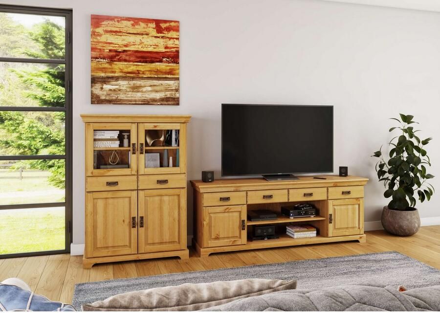 Home affaire Tv-meubel Rügen gecertificeerd massief hout breedte 180 cm in landhuisstijl - Foto 5