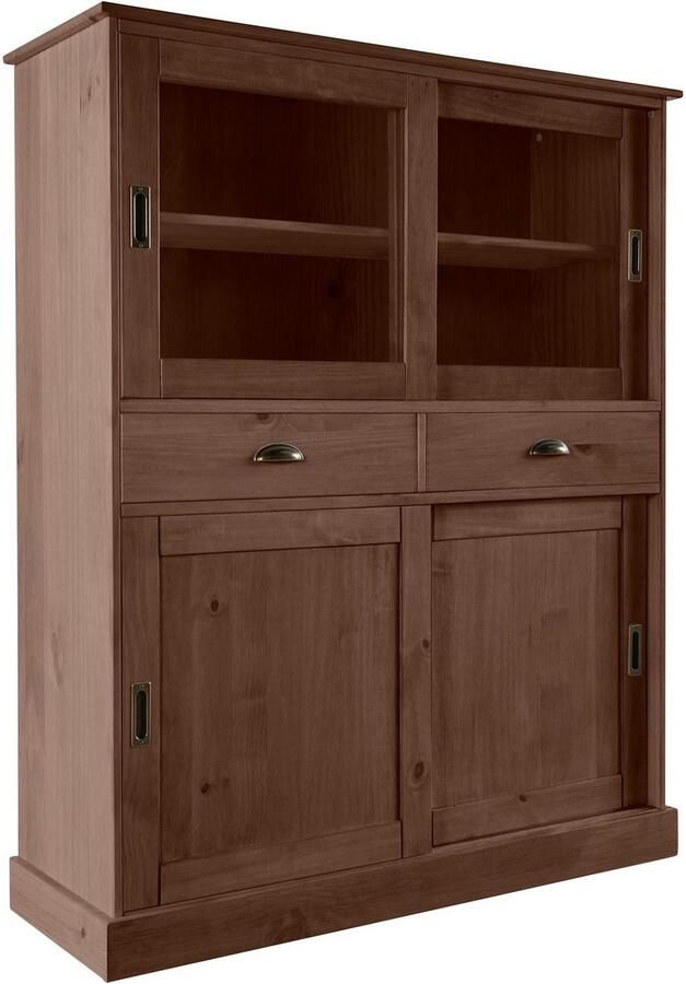 Home affaire Highboard Schröder Vitrine van massief dennenhout breedte 114 cm - Foto 7
