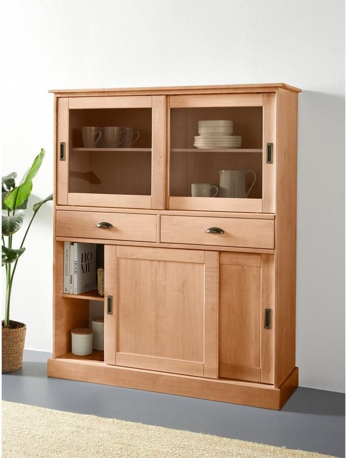 Home affaire Highboard Schröder Vitrine van massief dennenhout breedte 114 cm - Foto 4