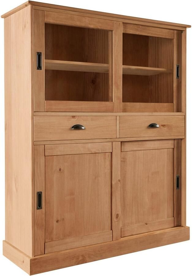 Home affaire Highboard Schröder Vitrine van massief dennenhout breedte 114 cm - Foto 8