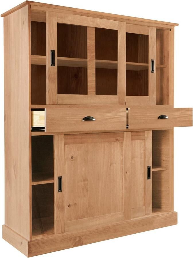 Home affaire Highboard Schröder Vitrine van massief dennenhout breedte 114 cm - Foto 6