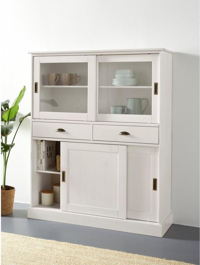 Home affaire Highboard Schröder Vitrine van massief dennenhout breedte 114 cm - Foto 3
