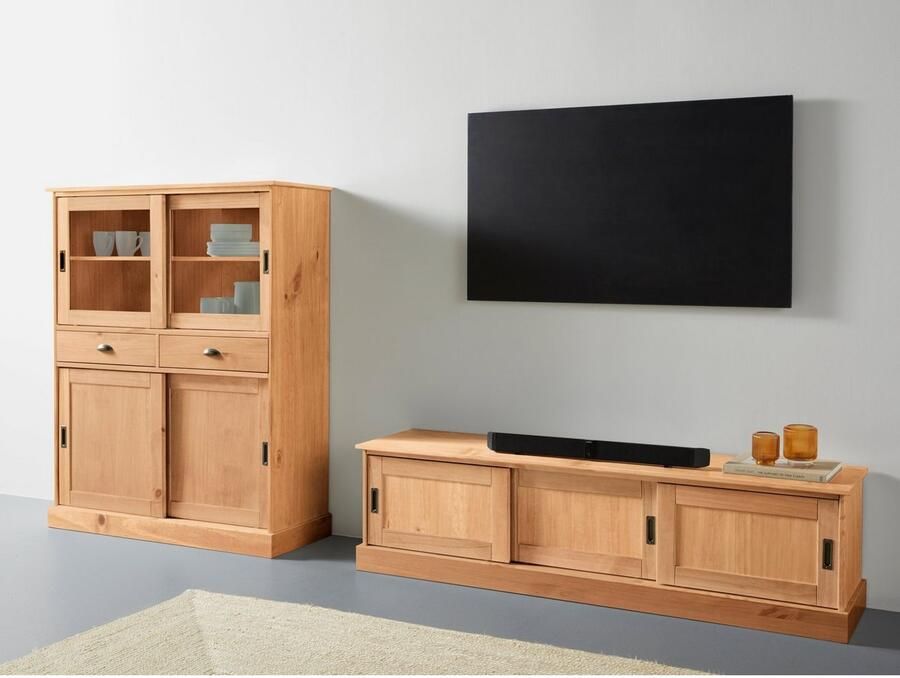 Home affaire Highboard Schröder Vitrine van massief dennenhout breedte 114 cm - Foto 5