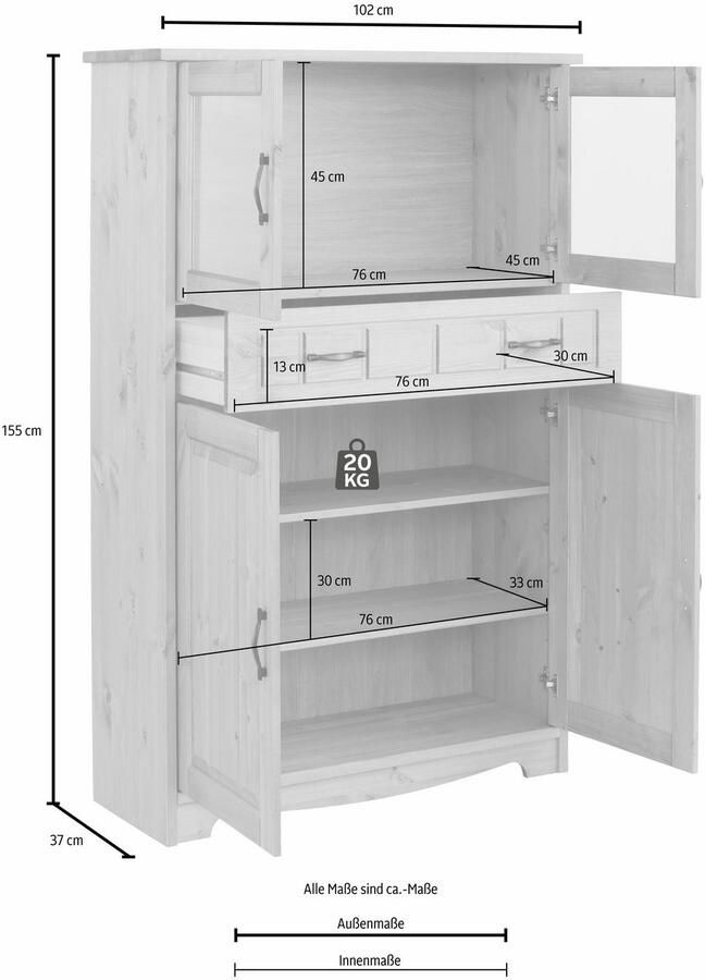 Home affaire Highboard Trinidad Vitrine breedte 102 cm - Foto 3