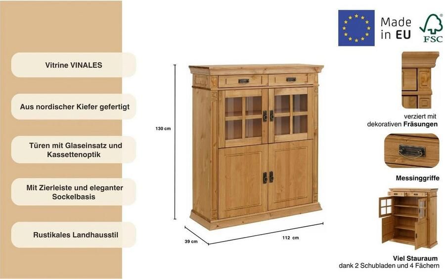 Home affaire Highboard Vinales Vitrine breedte 112 cm - Foto 10