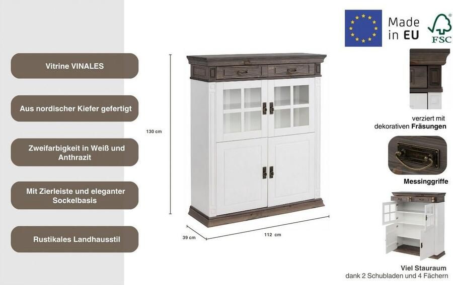 Home affaire Highboard Vinales Vitrine breedte 112 cm - Foto 9