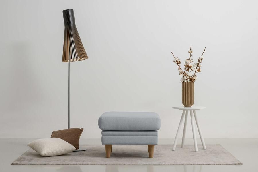 Home affaire Hocker Arellano breedte 63 cm klassiek ontwerp met massief houten voeten fijn geweven stof - Foto 6