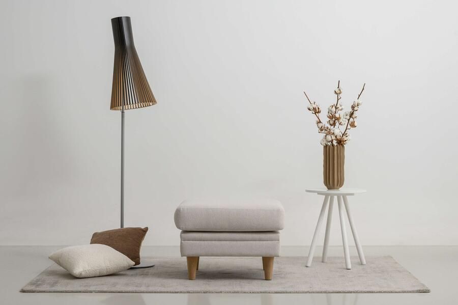 Home affaire Hocker Arellano breedte 63 cm klassiek ontwerp met massief houten voeten fijn geweven stof - Foto 5