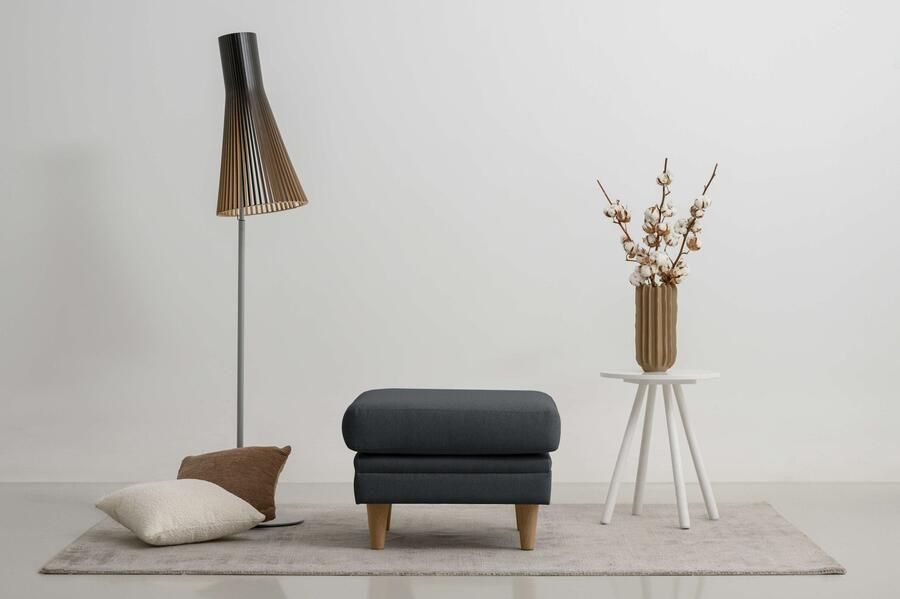 Home affaire Hocker Arellano breedte 63 cm klassiek ontwerp met massief houten voeten fijn geweven stof - Foto 6