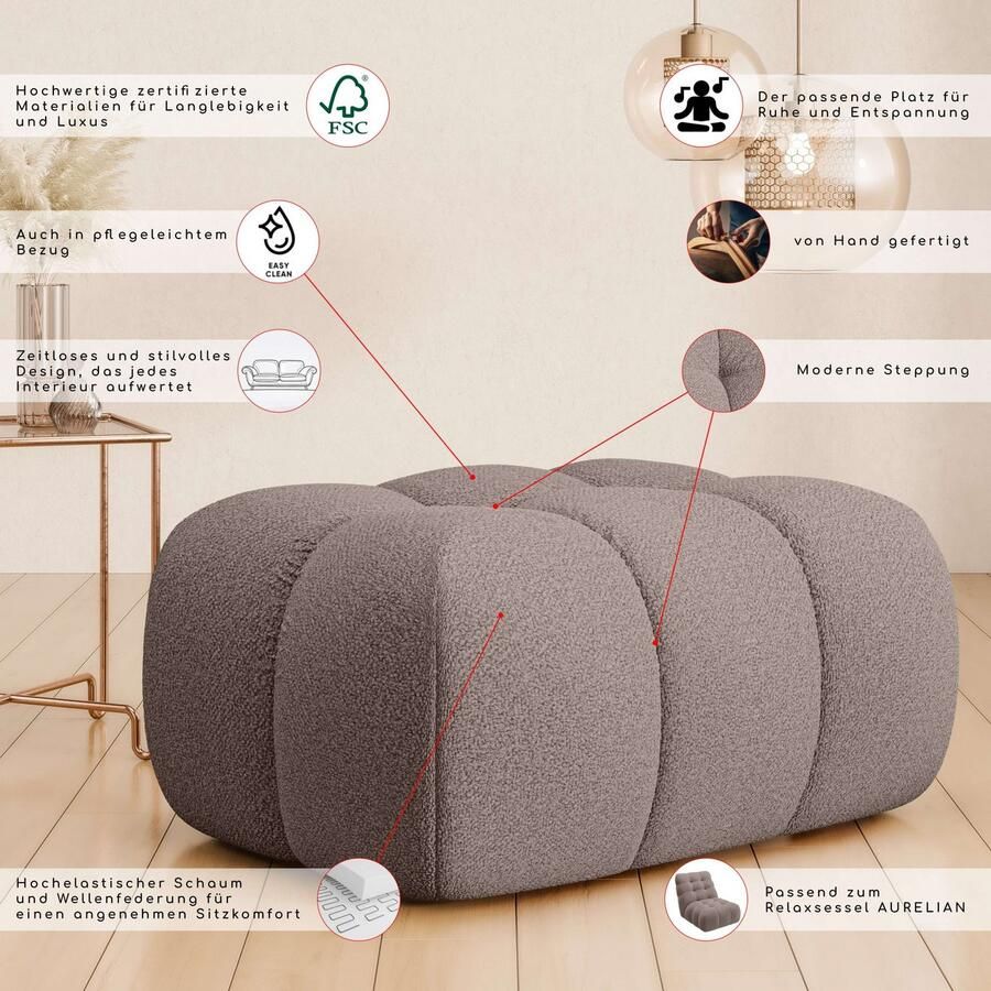 Home affaire Hocker AURELIAN passend bij de stoel afmetingen B D H: 88 5 53 43 cm