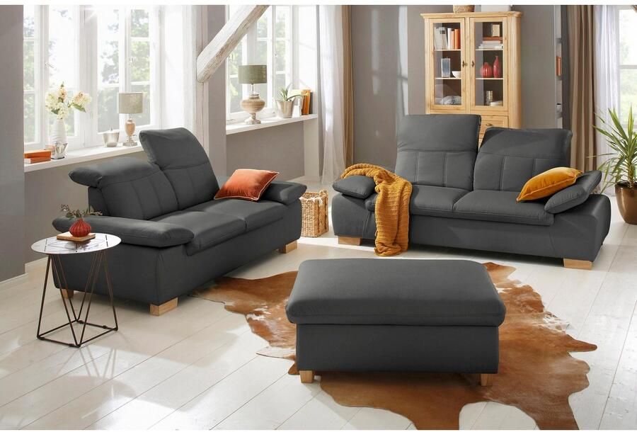 Home affaire 2 5-zitsbank Bergamo multifunctionele bank elegant en comfortabel met verstelbare armleuning en rugleuning binnenvering - Foto 2