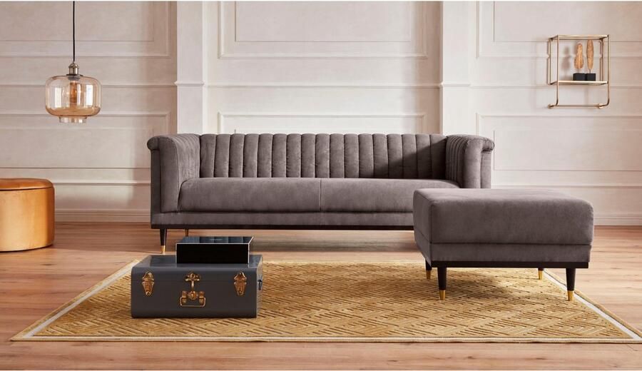 Home affaire Hocker Chamby met houten frame onderaan - Foto 7