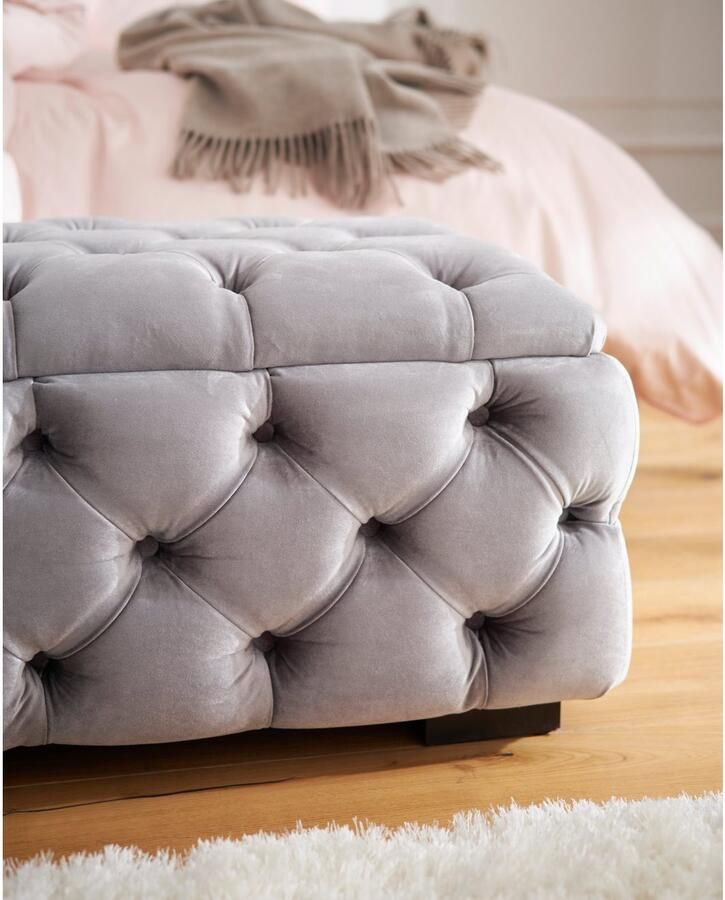 Home affaire Hocker KALINA hoogwaardig knoopdetails B D H: 120 55 45 cm met opbergvak en interne verdelers voor beter opbergen - Foto 4